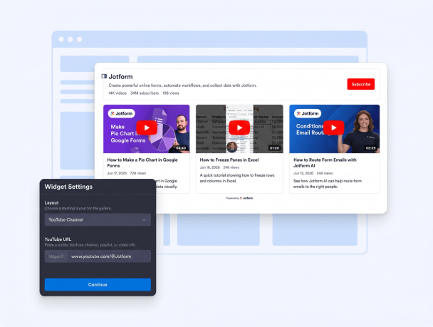 YouTube Gallery Widget Features for Websites