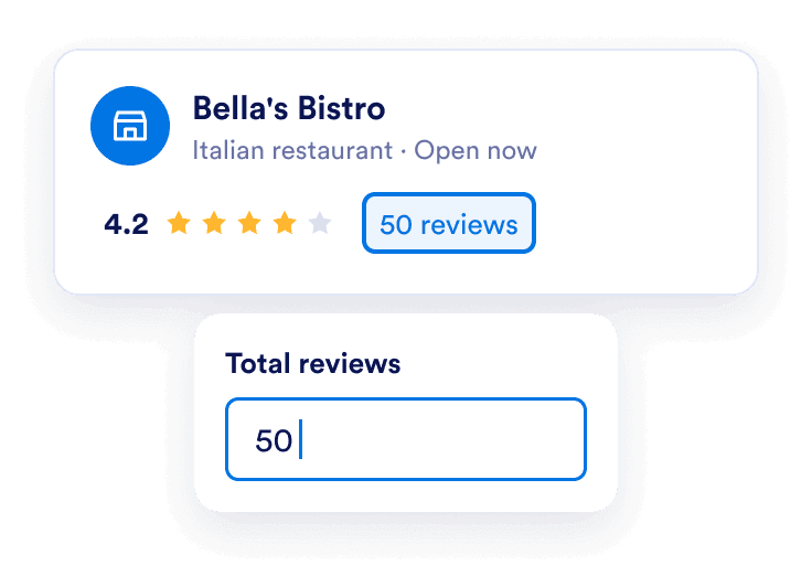 Copy a business profile’s 50 reviews into the total reviews field