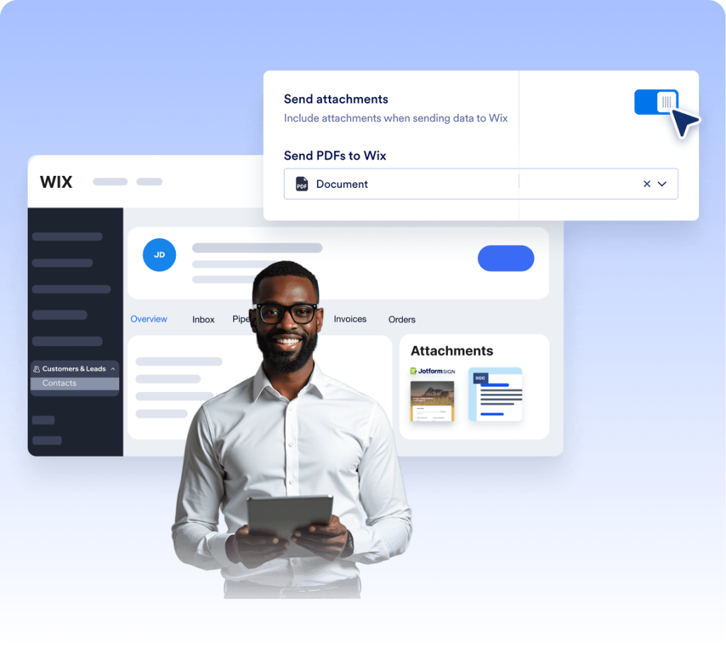 Attach form files to Wix Contacts