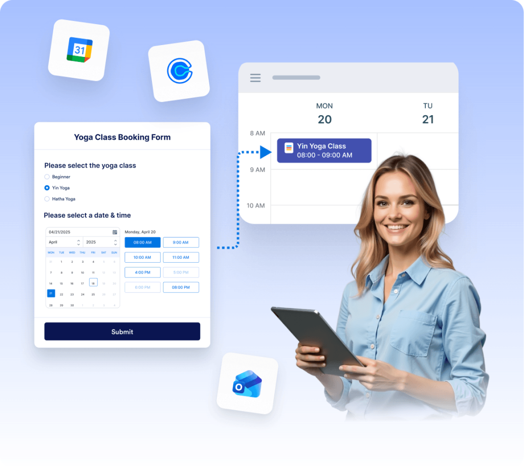 Appointment scheduling form on a Wix site
