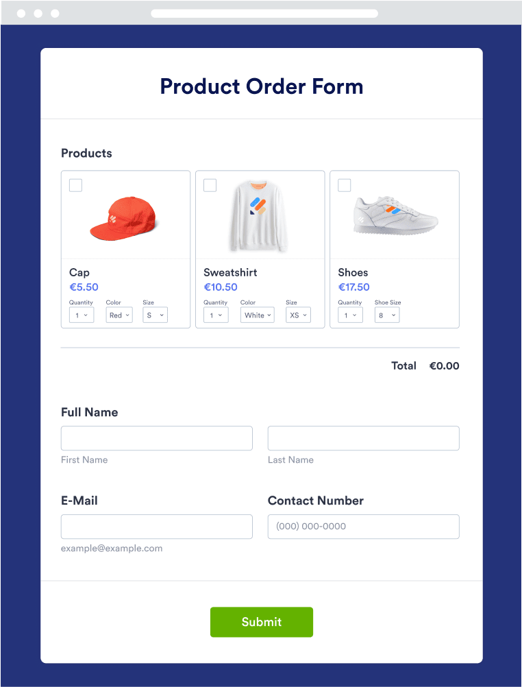 Product Order Form