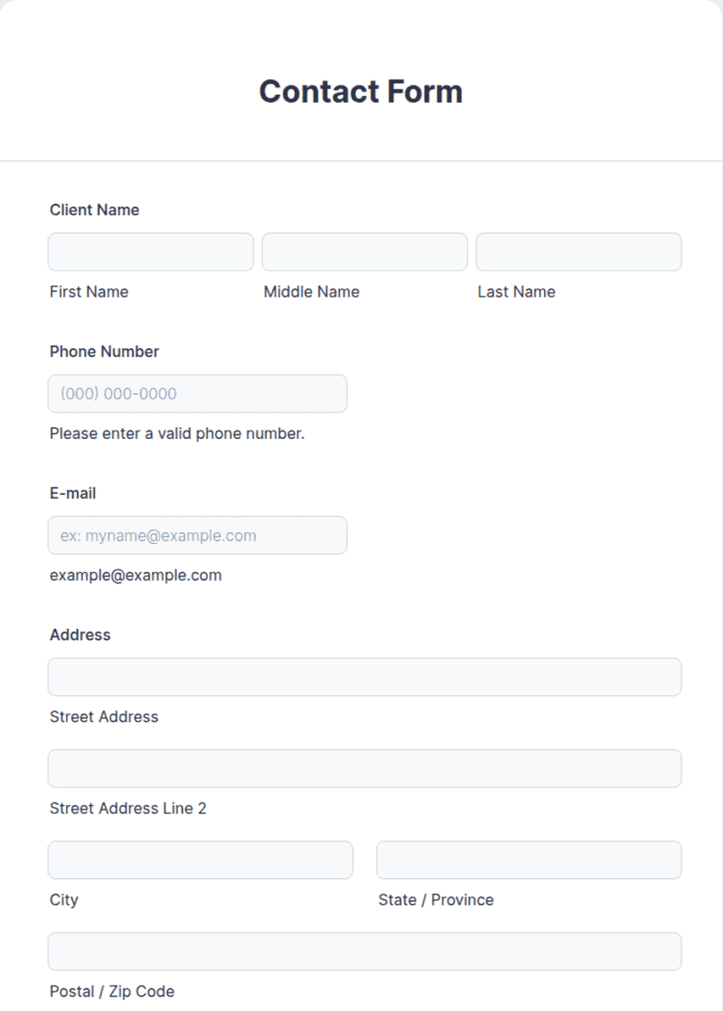 Contact Information Collection Form