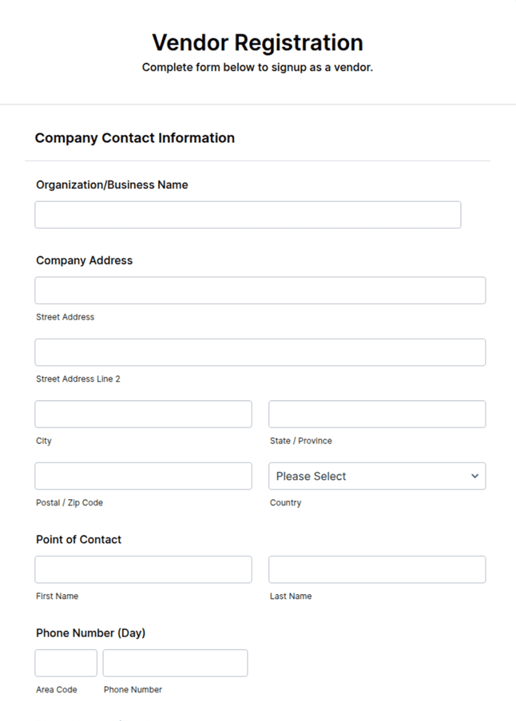 Vendor Registration Form