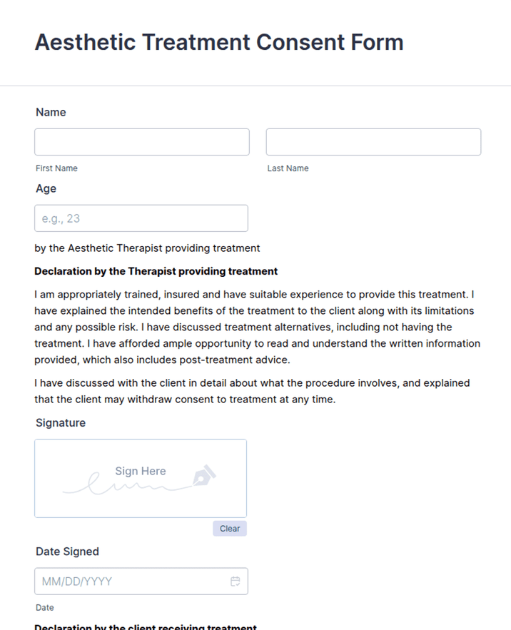 Aesthetic Treatment Consent Form