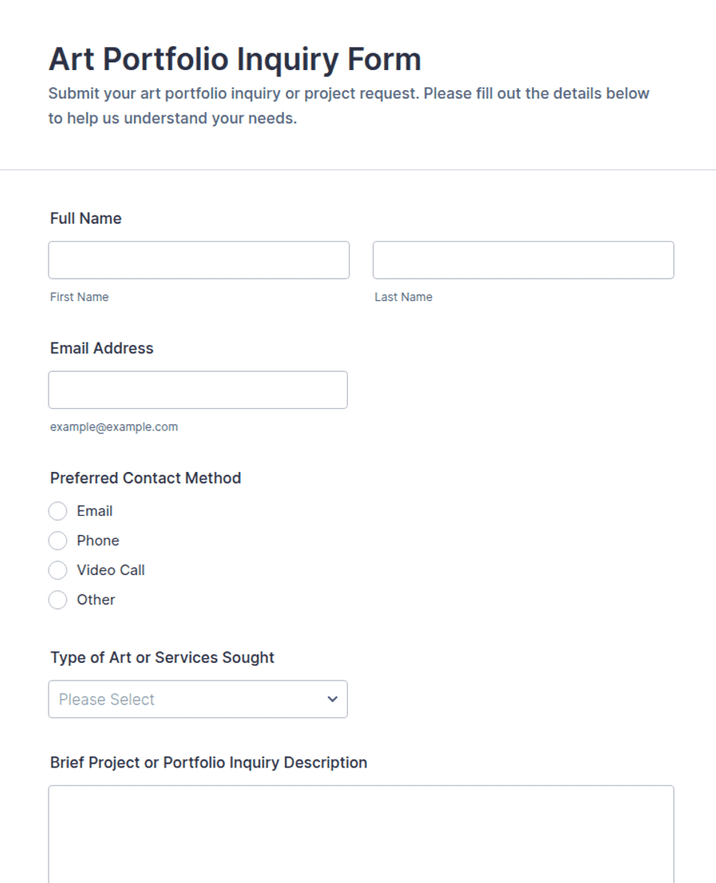 Art Portfolio Inquiry Form