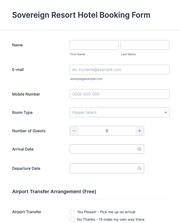 Booking Request Form