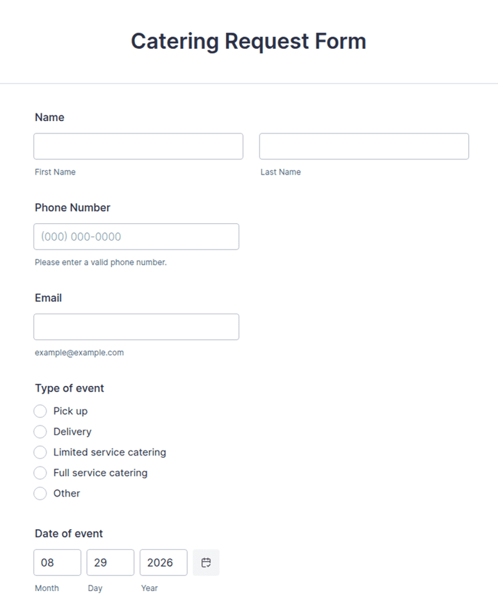 Catering Request Form