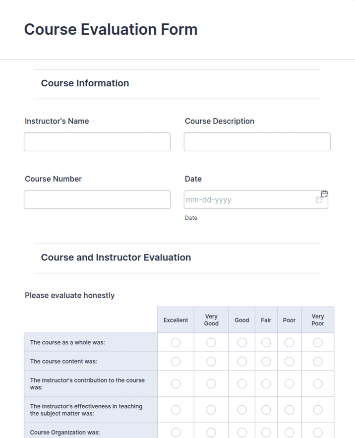 Course Evaluation Form