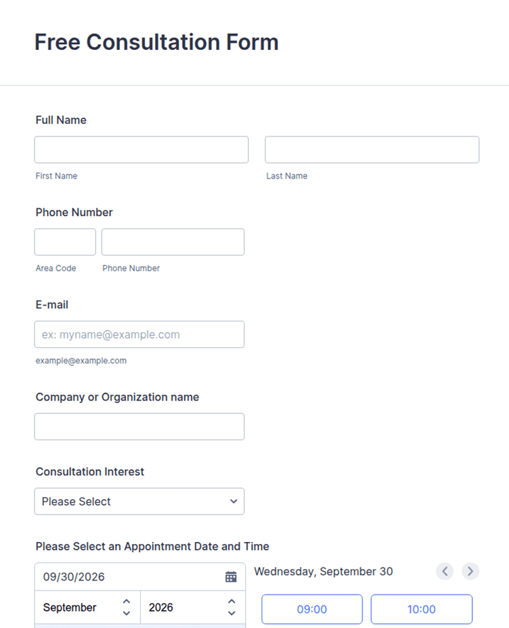Free Client Consultation Form