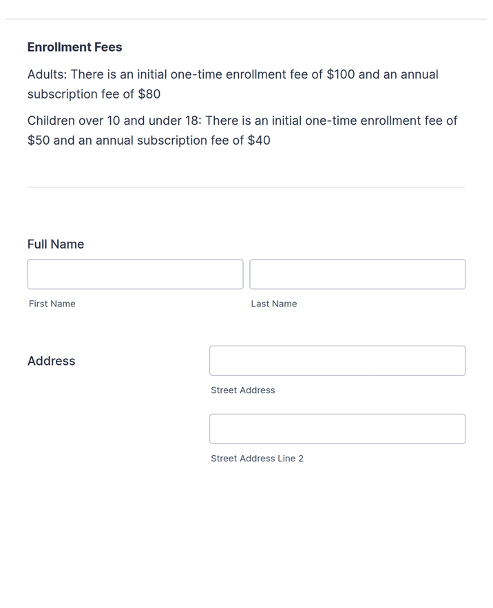 Gym Membership Form