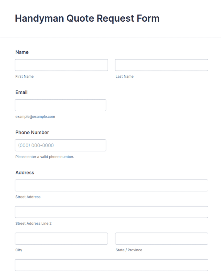 Handyman Quote Request Form