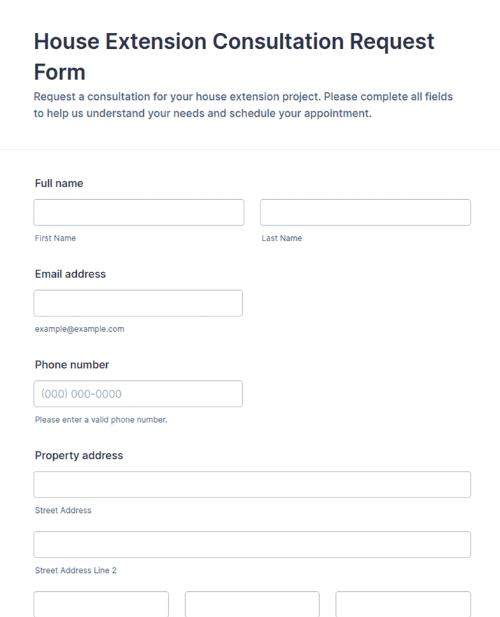House Extension Consultation Request Form