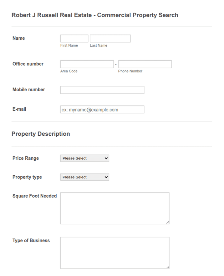 Property Valuation Request Form