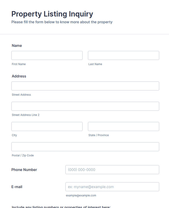 Property Inquiry Form