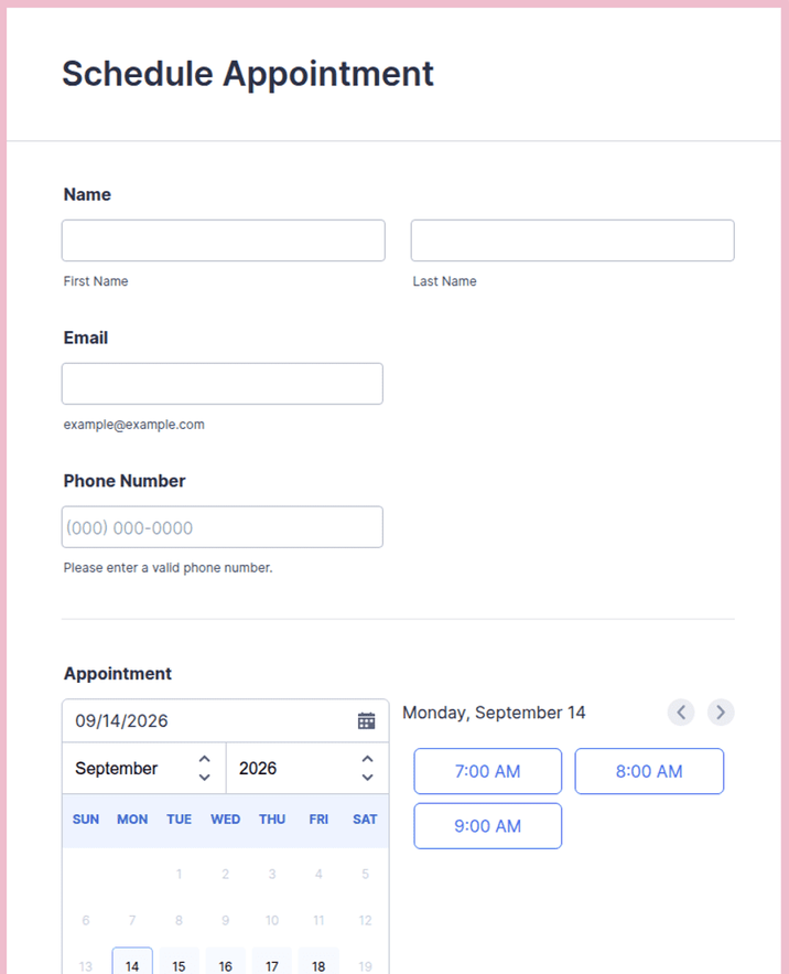Salon Appointment Form