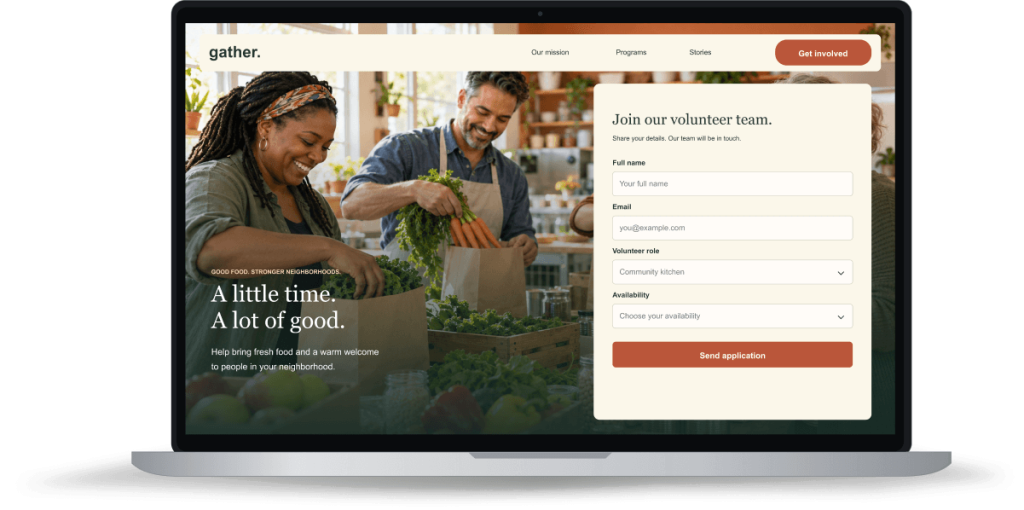 Laptop showing a nonprofit website with a donation form