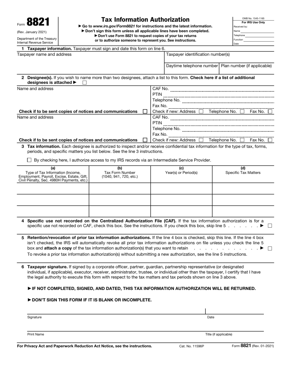 8821 Form