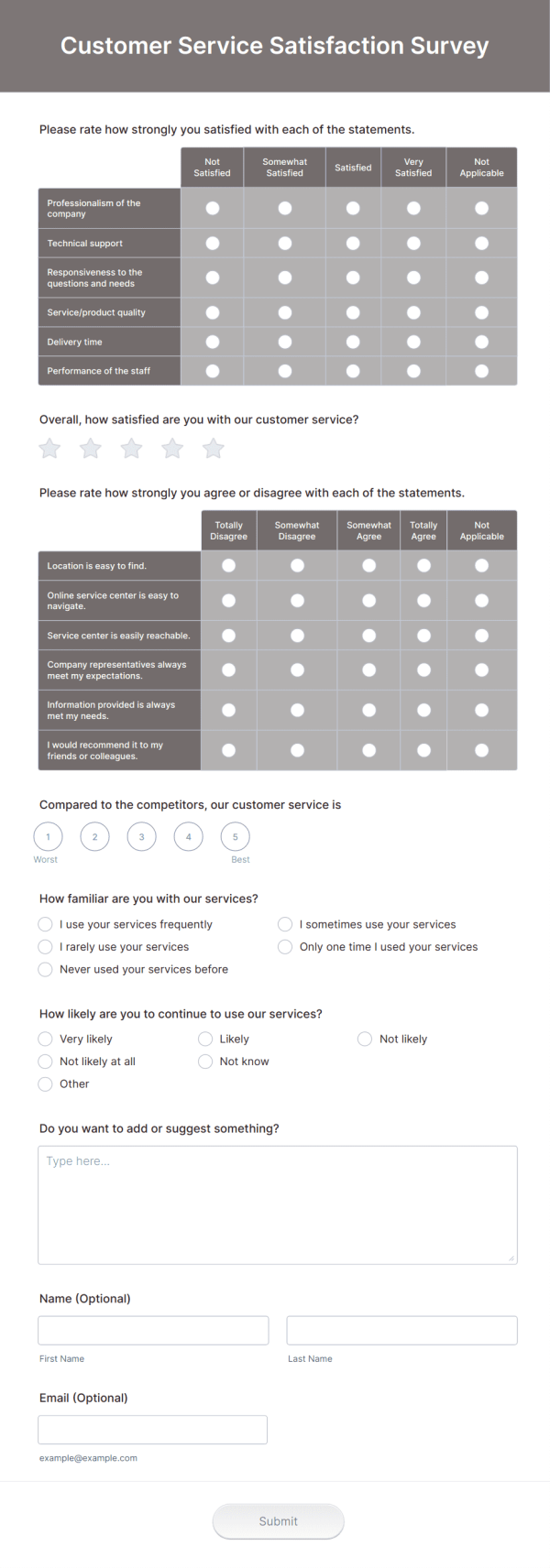 Customer Service Satisfaction Survey