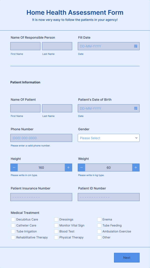 Home Health Assessment Form