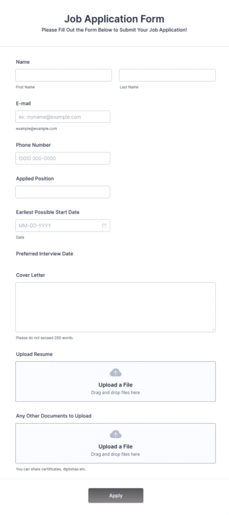 Job Application Form