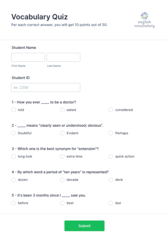 Vocabulary Quiz