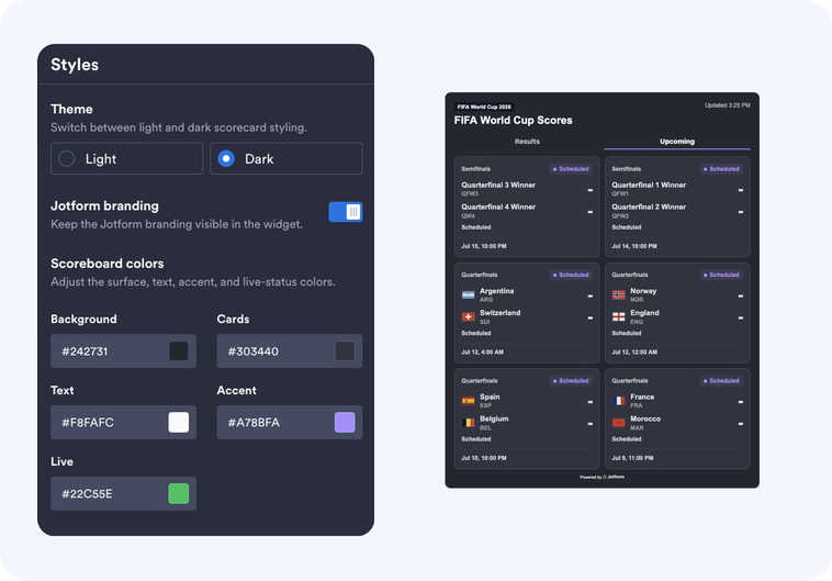 Customize match display