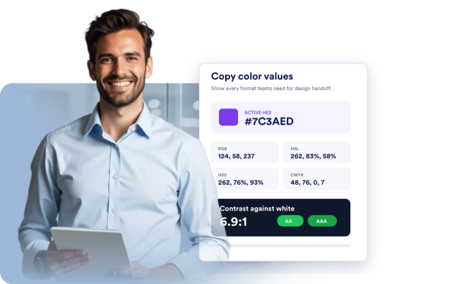 Display HEX, RGB, HSL, HSV, and CMYK Values