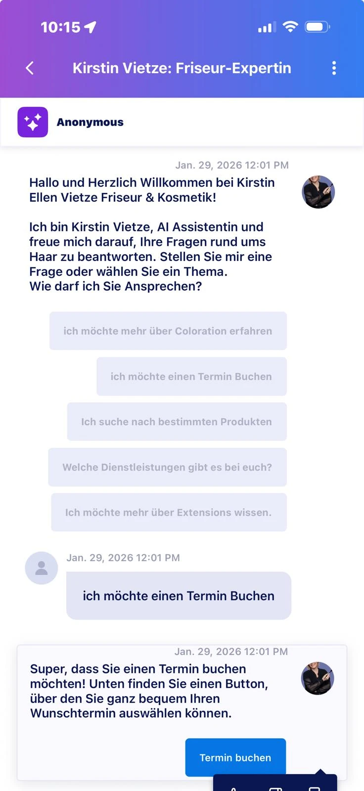 Problem mit 👍👎 Button auf iPhone bei KI Chats Image 1 Screenshot 30