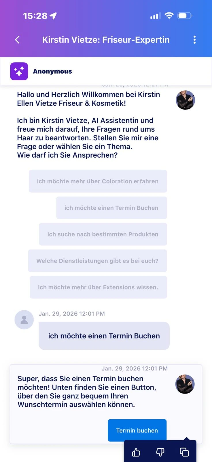 Problem mit 👍👎 Button auf iPhone bei KI Chats Image 2 Screenshot 41