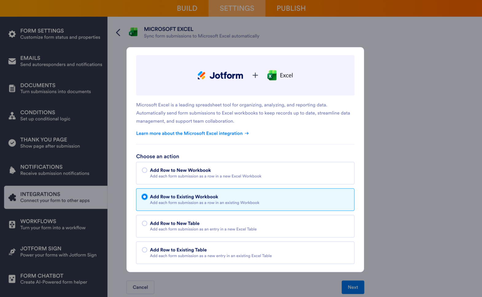 Jotform Microsoft Excel Integration Screenshot 4