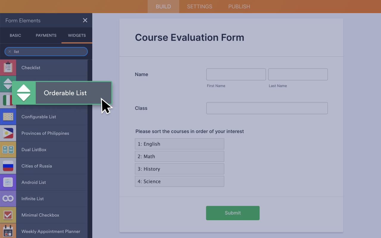 Orderable List Screenshot 2