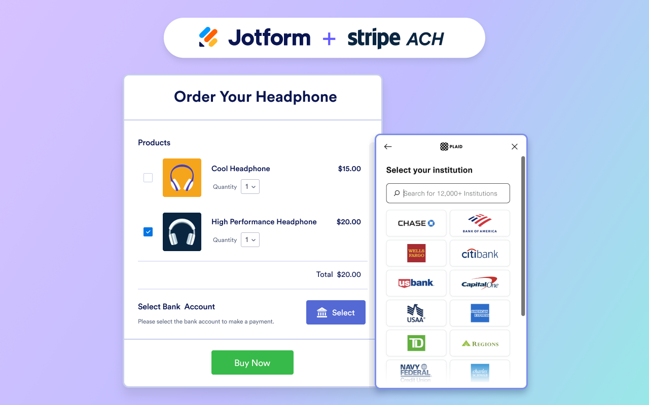 Stripe ACH Integration Screenshot 1
