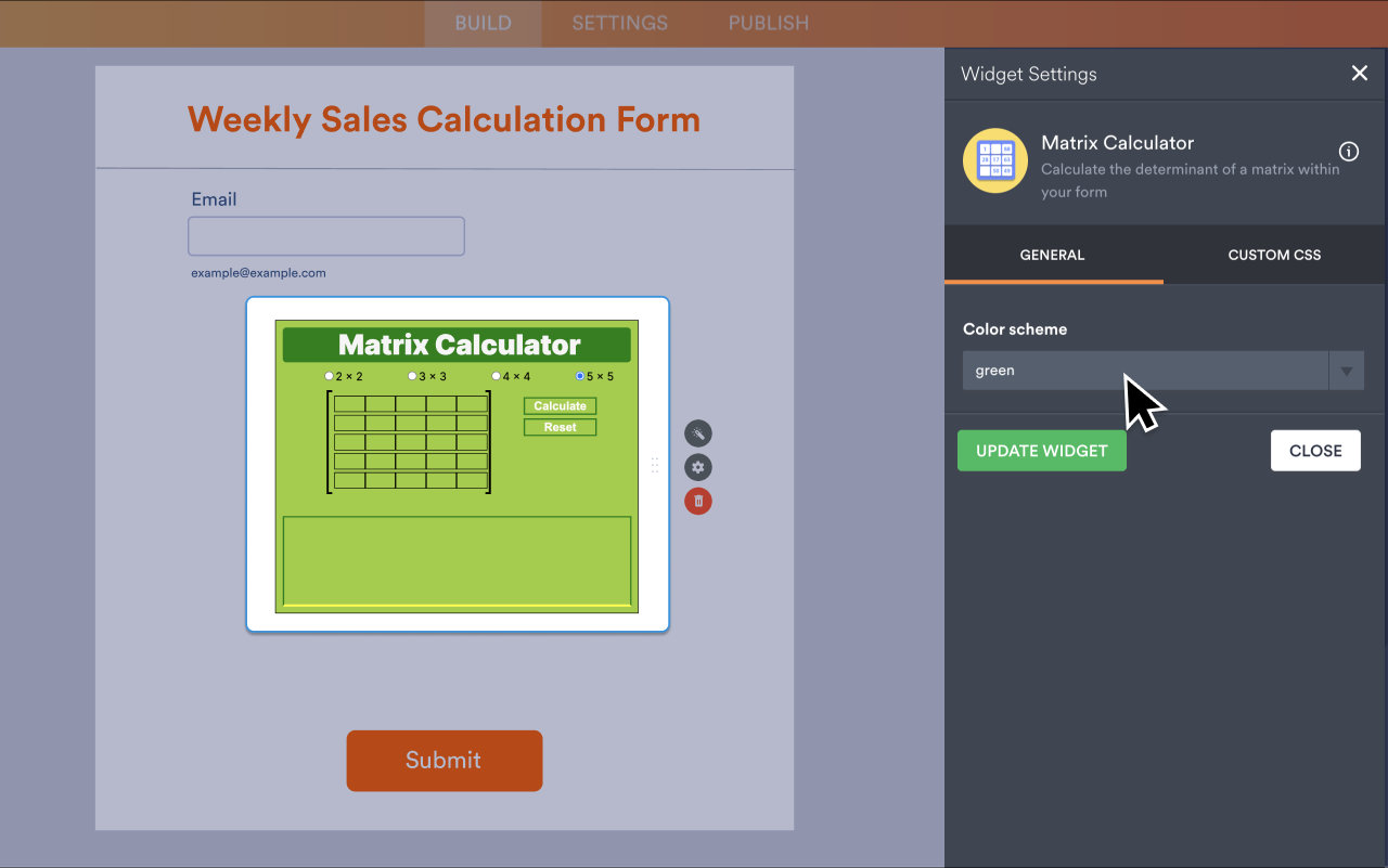 Matrix Calculator - Form Widgets | Jotform