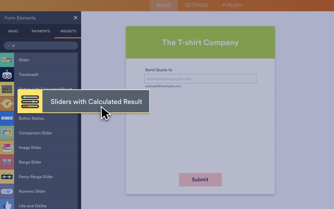 Sliders with Calculated Result Screenshot 2