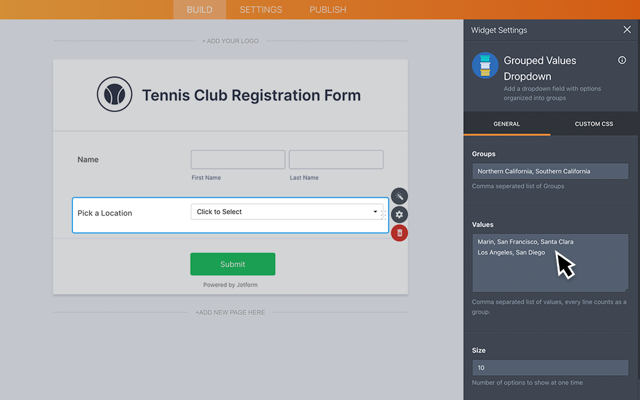 Grouped Values Dropdown Screenshot 3