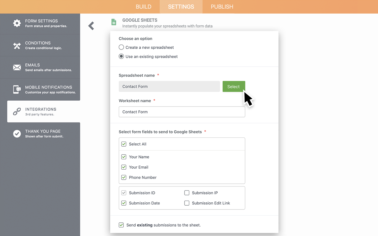 Jotform Google Sheets Integration Data Management Integrations