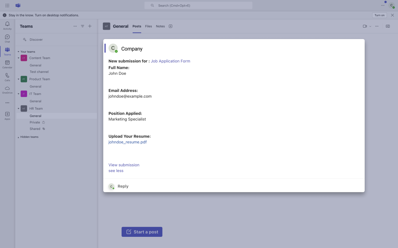 Jotform Microsoft Teams Integration | Communication Integrations