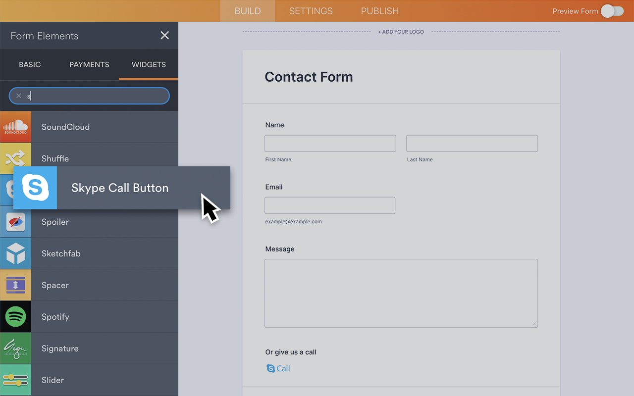 Skype Call Button - Form Widgets | Jotform