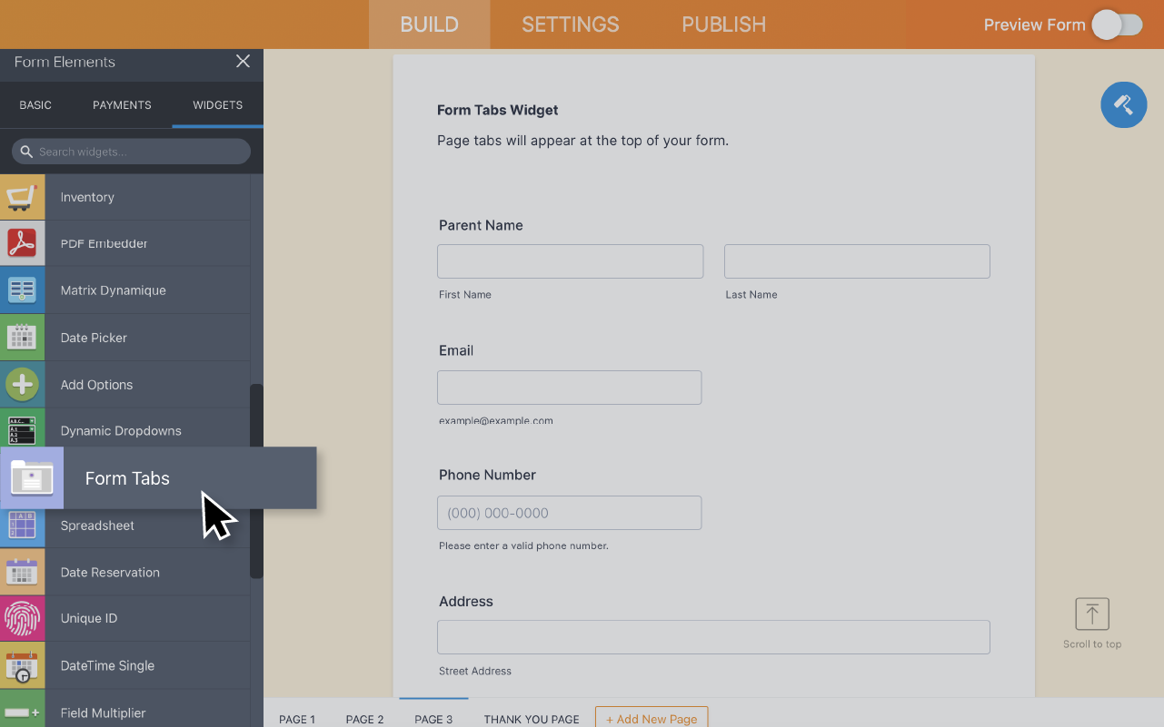 Form Tabs Screenshot 2