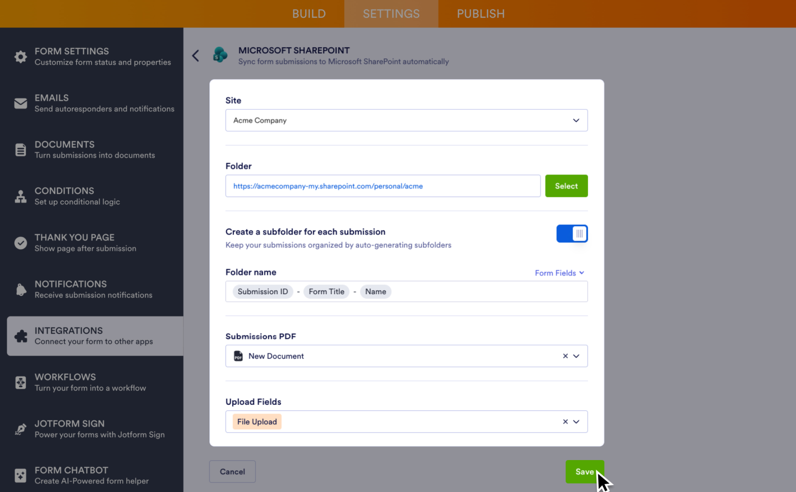 Microsoft SharePoint Integration Screenshot 4