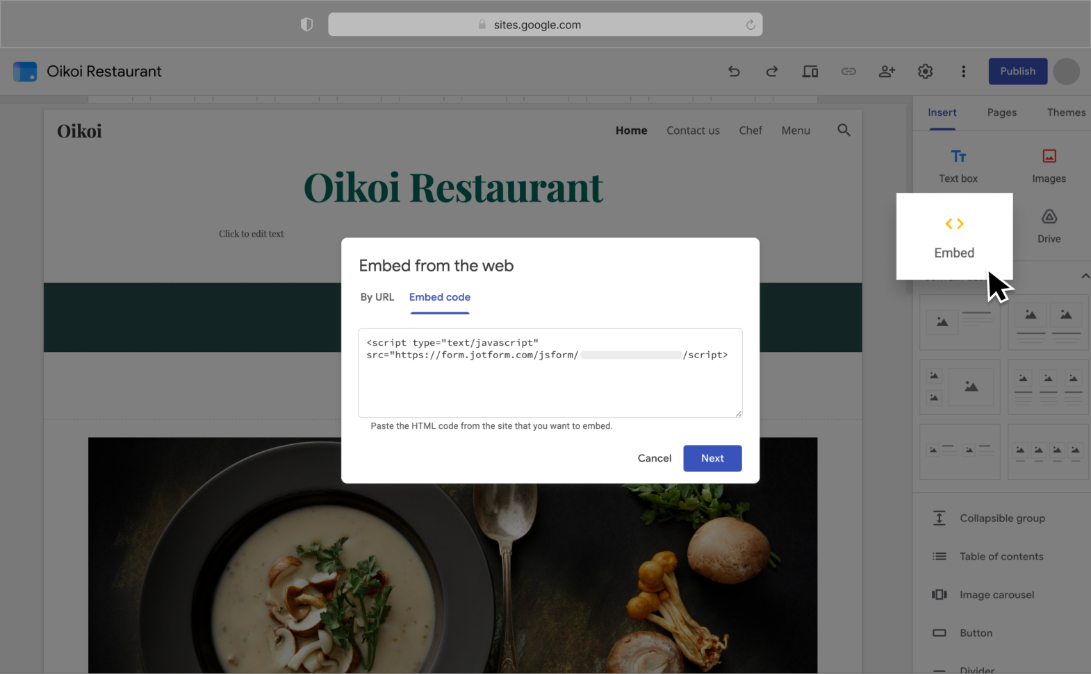 Google Sites Screenshot 3