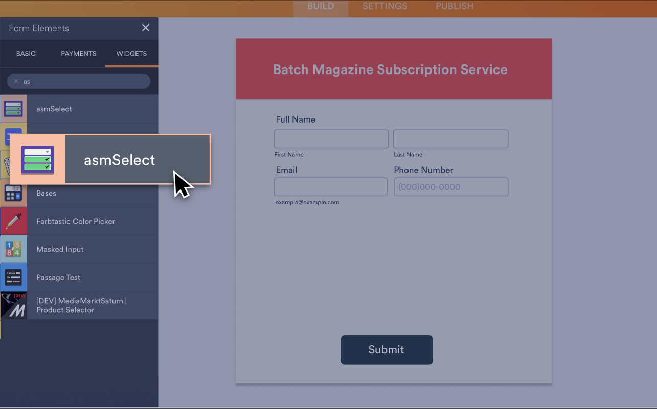 asmSelect Screenshot 2