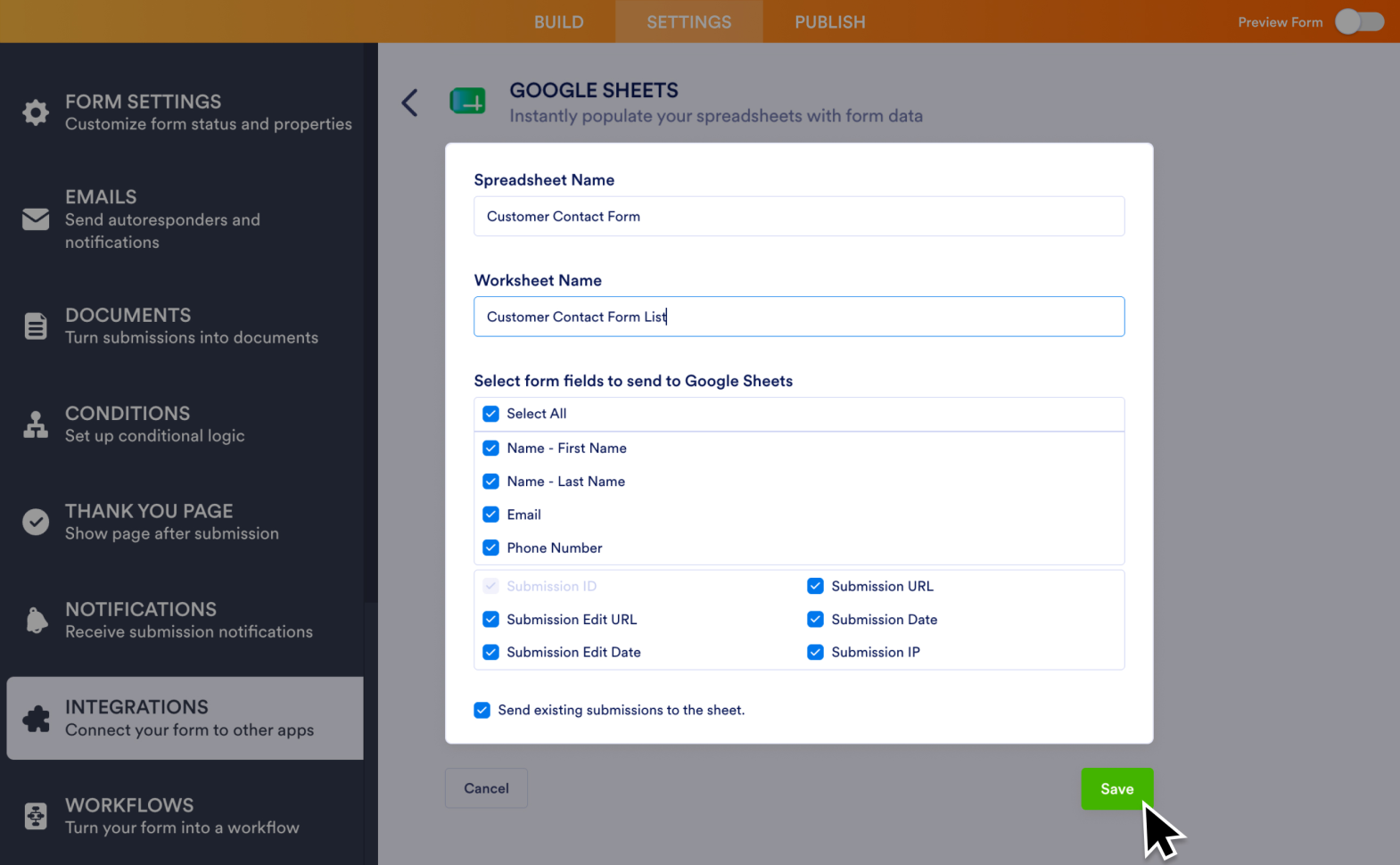 Google Sheets Integration Screenshot 4