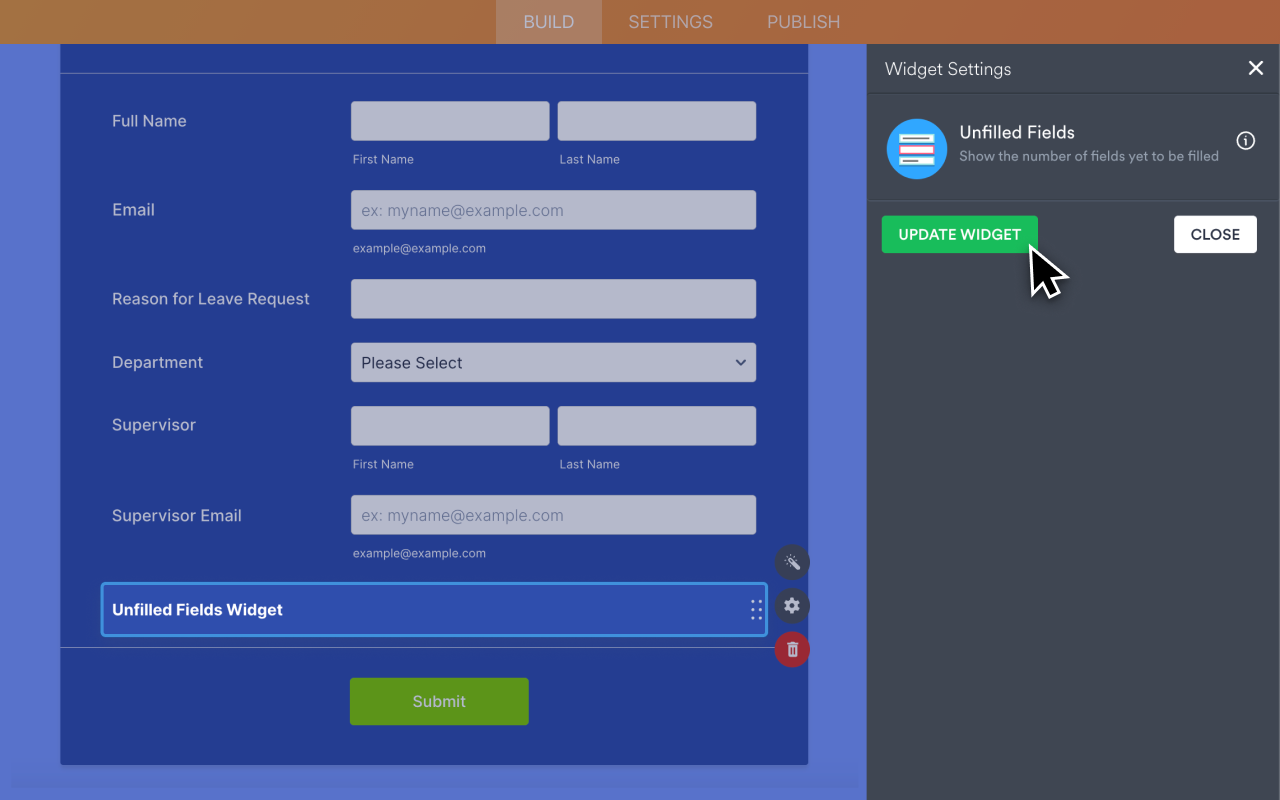 Unfilled Fields Screenshot 3