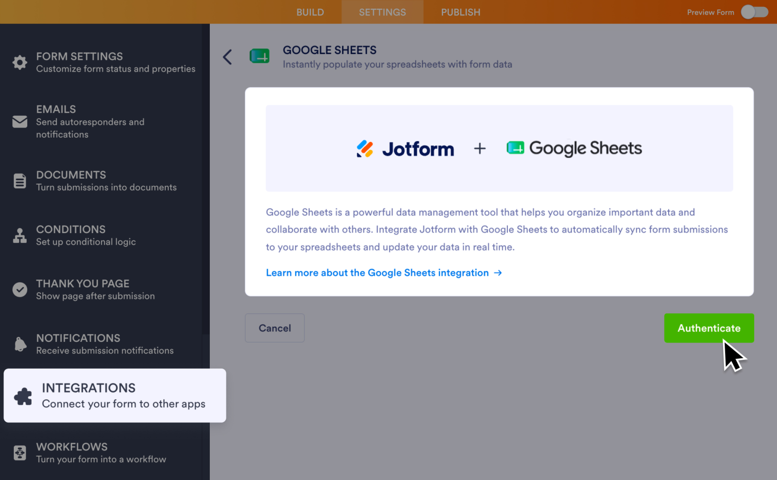 Google Sheets Integration Screenshot 3