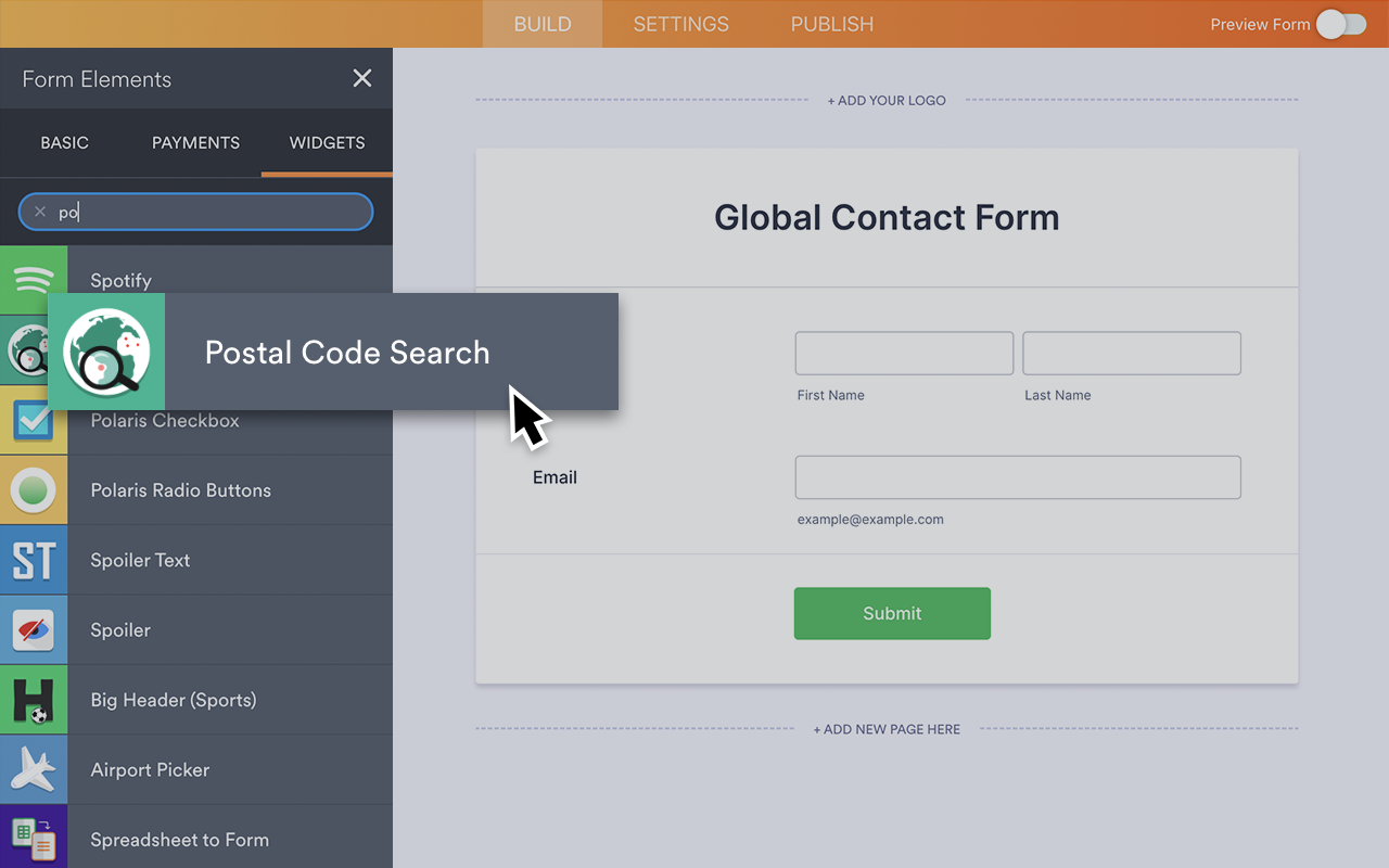 Postal Code Search Screenshot 2