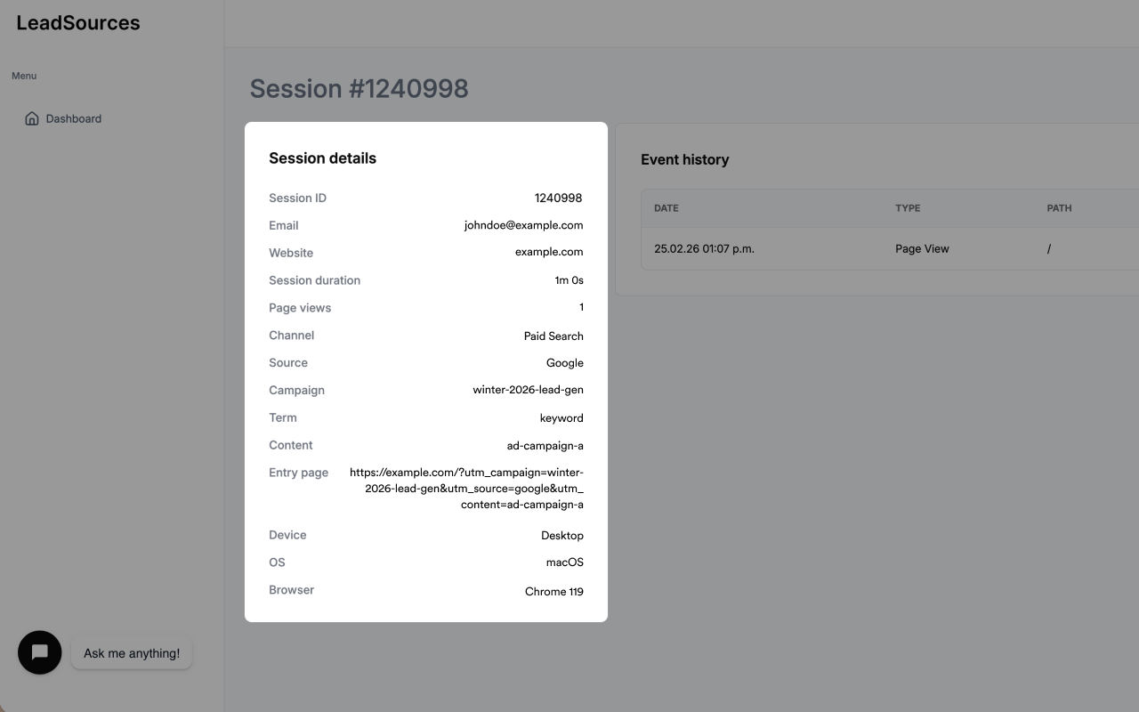 LeadSources Screenshot 2