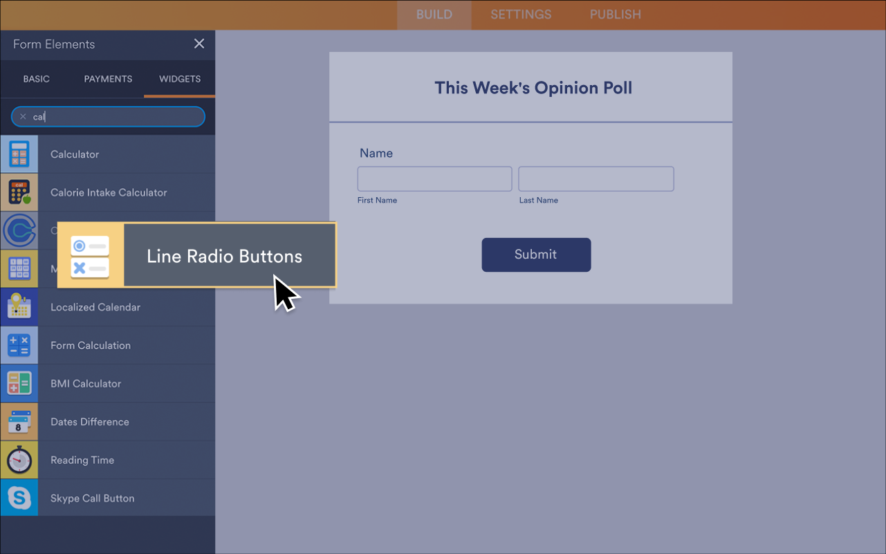 Line Radio Buttons Screenshot 2