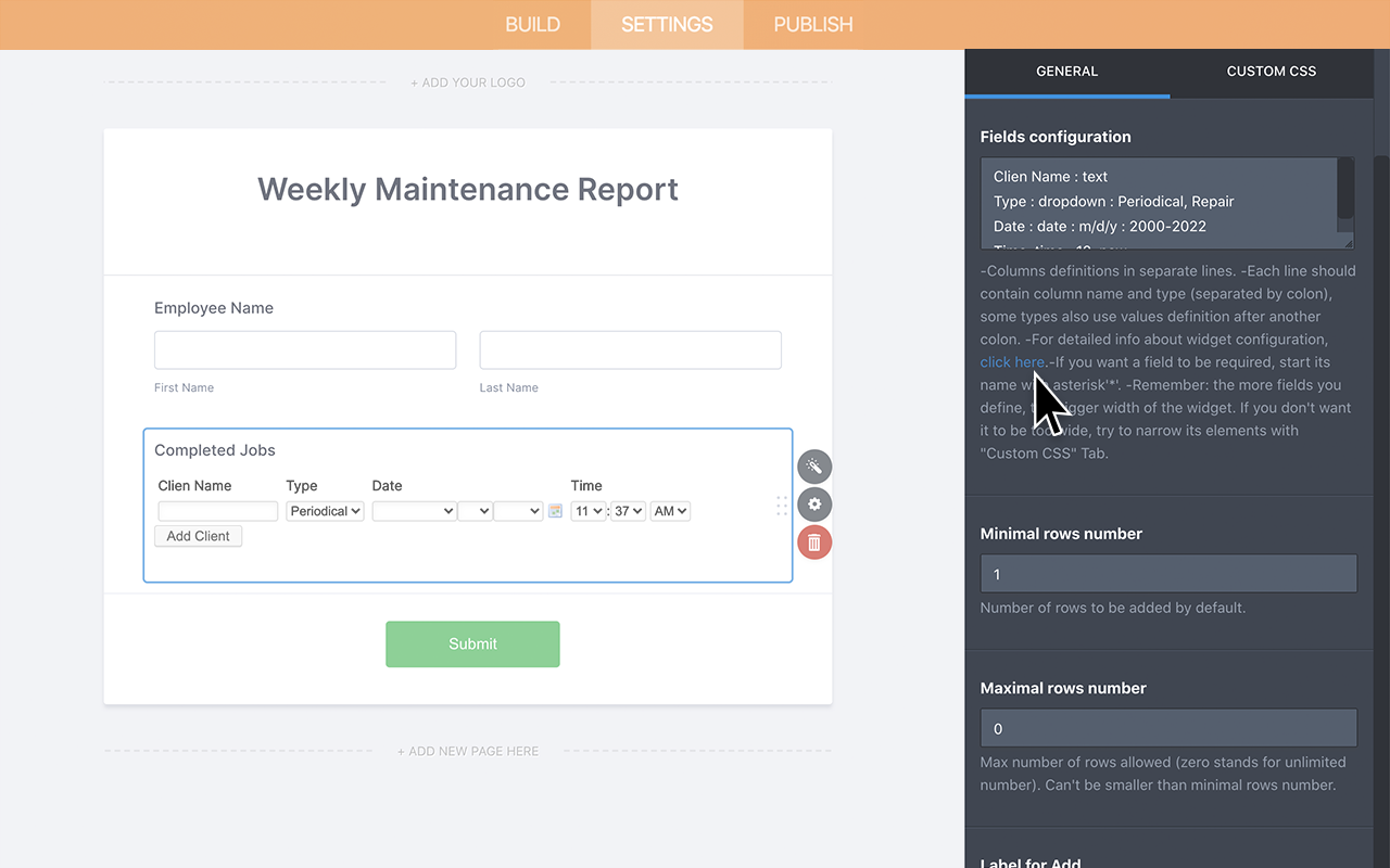 Configurable list form widgets jotform