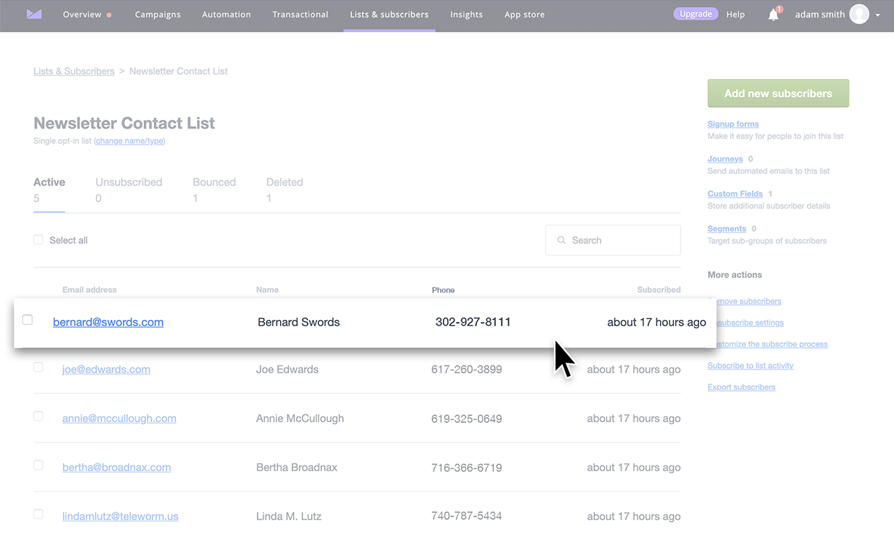 Campaign Monitor Integration Screenshot 4
